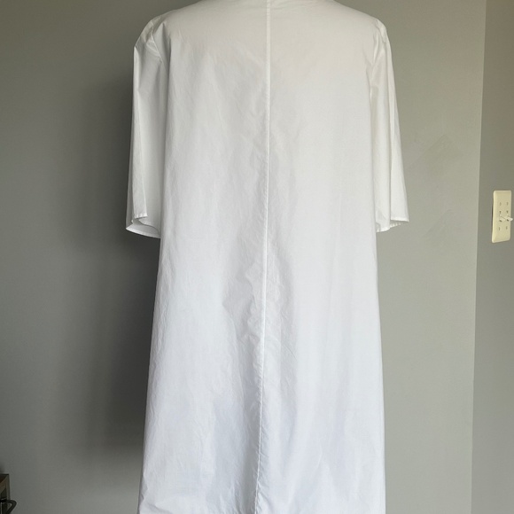 COS White Cotton Voluminous Gathered Front Rachet A-line Casual Pockets Dress - Picture 12 of 12
